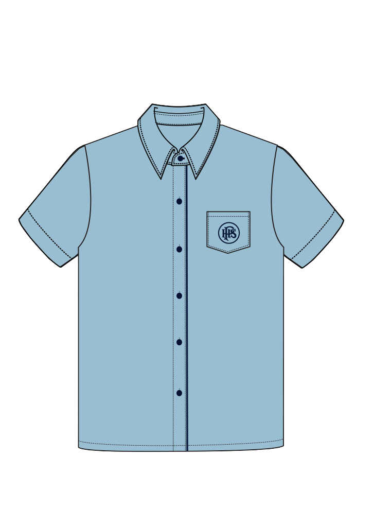 Papanui High School SS Shirt Powder Blue/Navy